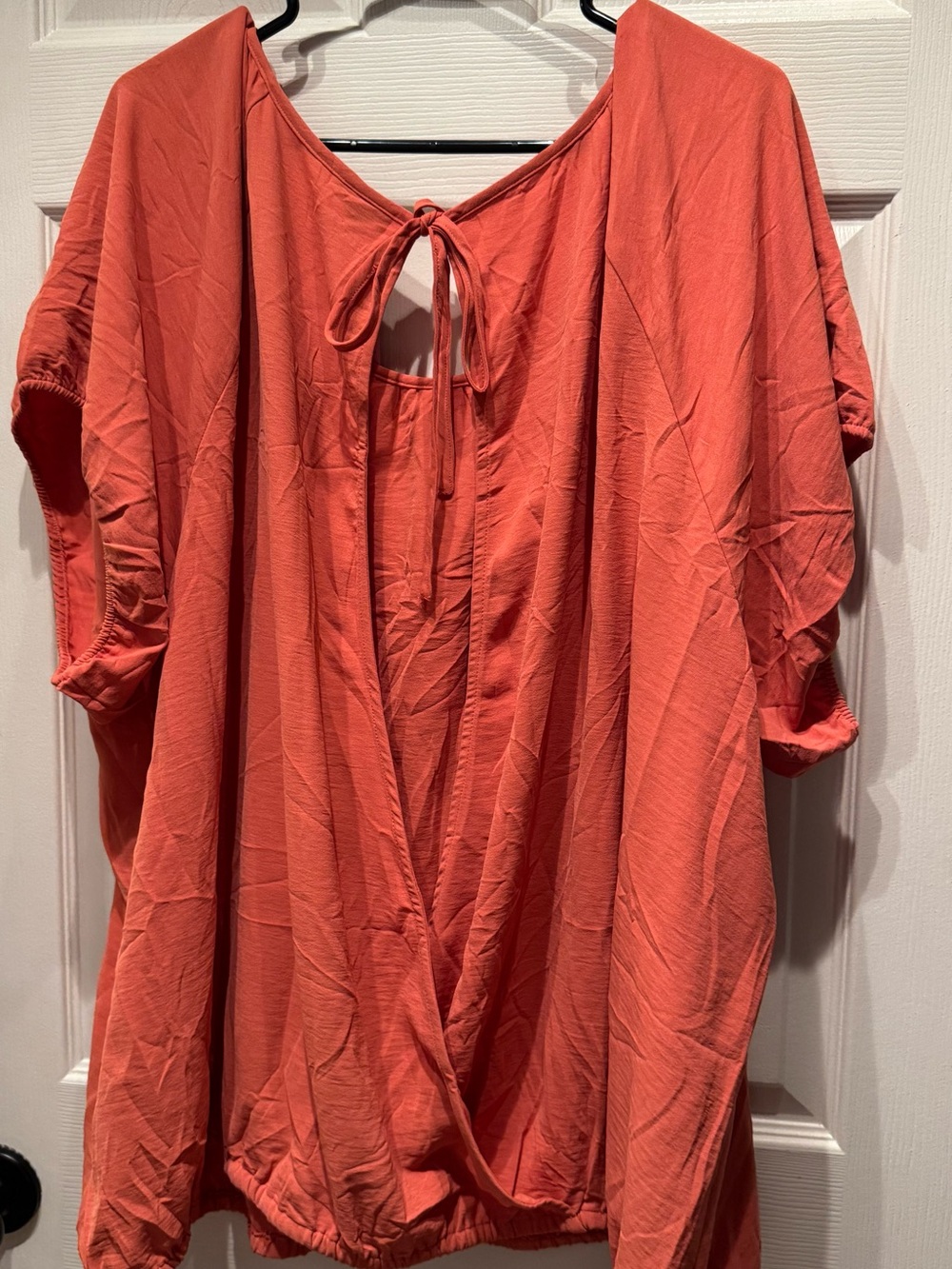Women’s plus torrid Rust Orange Open Tie-Back Draped Short sleeve blouse 4x NWT
